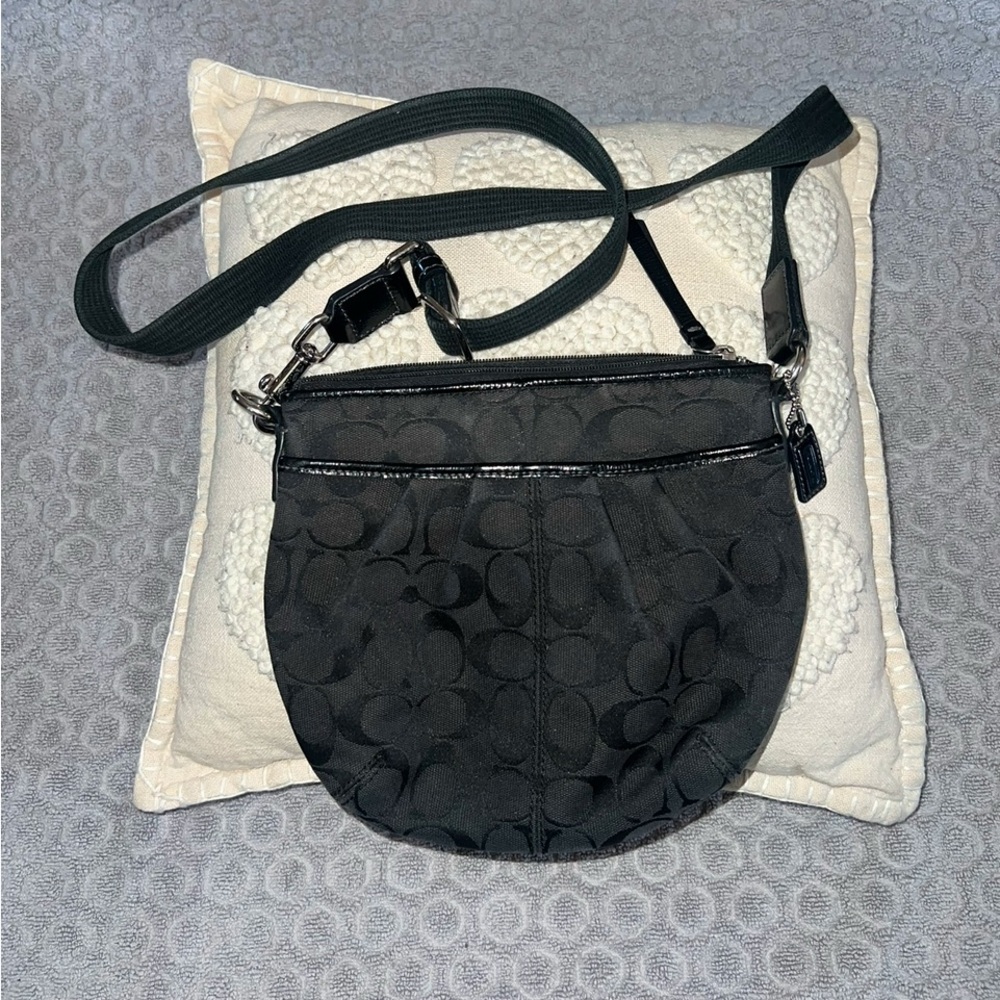 Coach Jacquard Logo Fabric Black crossbody bag
